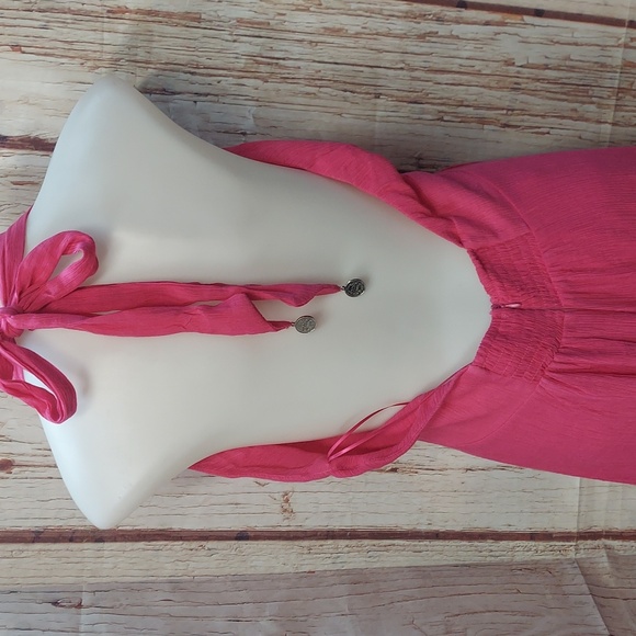 A Peach Pink Low V Cut Open Back Split Maxi & Mini Dress - Picture 7 of 16